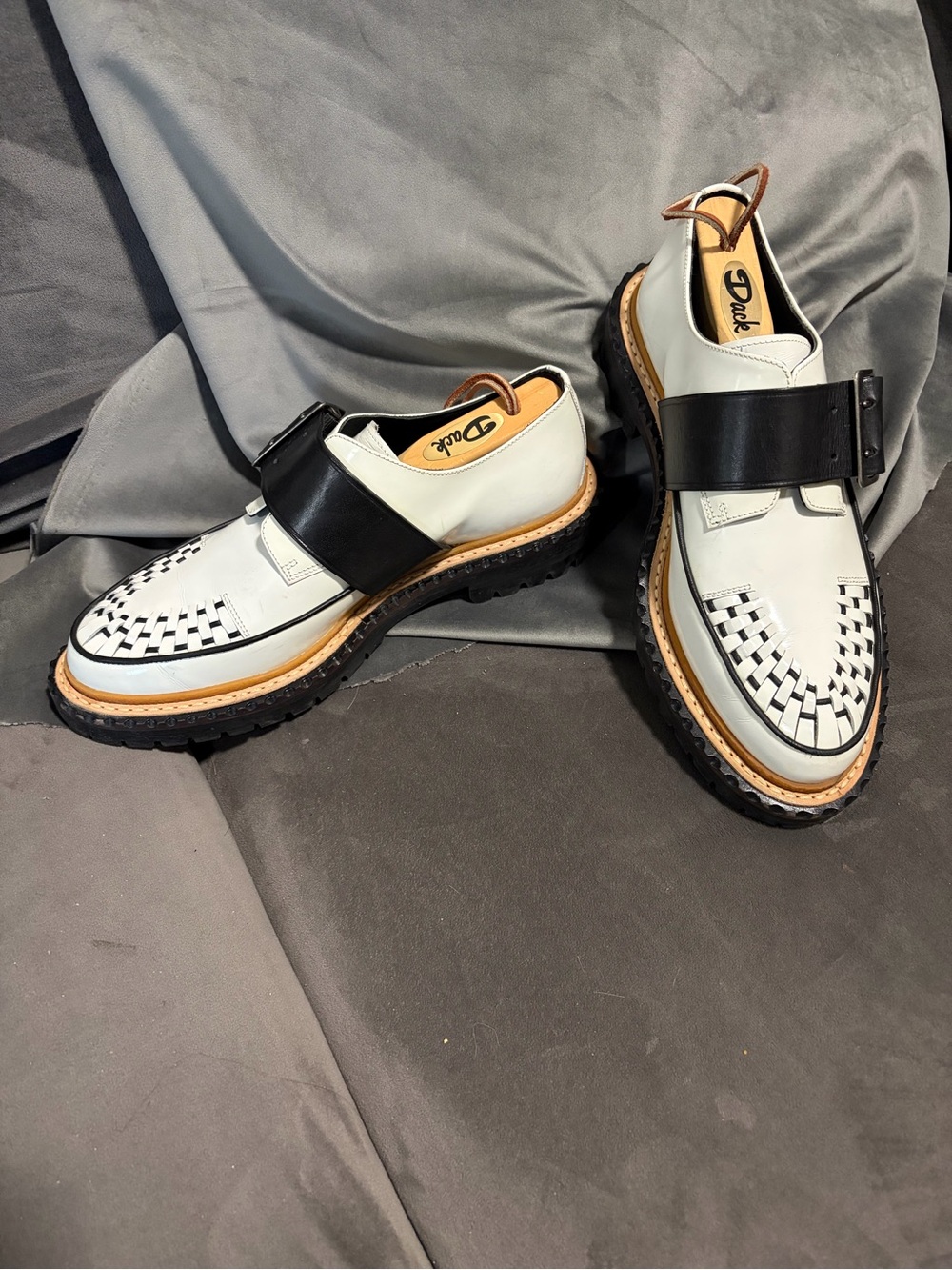 Burberry Black Monk strap woven creepers